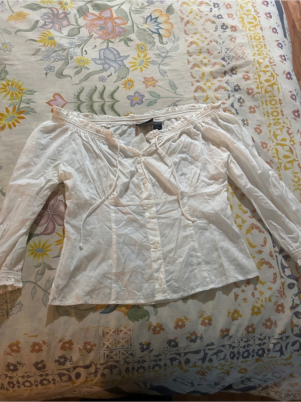 100%cotton Boho off the shoulder blouse